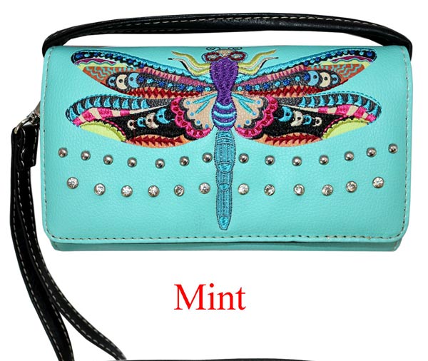 Wholesale Western WALLET Purse Rainbow Dragonfly Design Mint