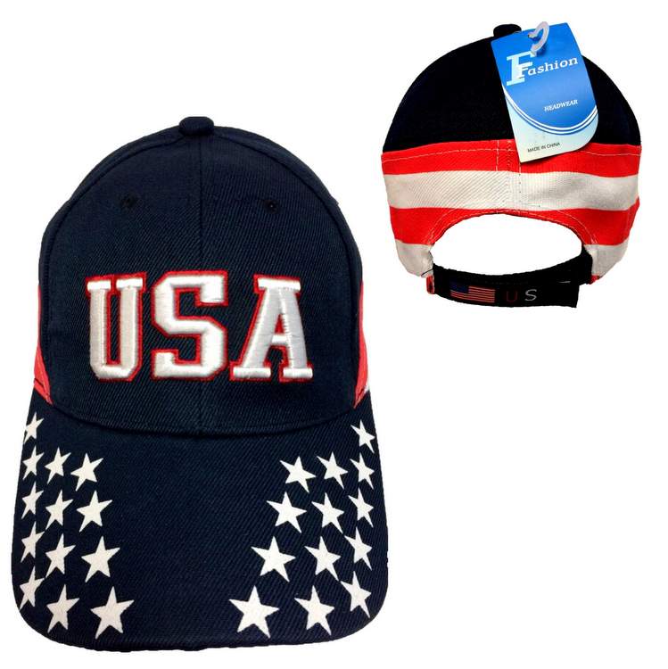 Wholesale Adjustable Baseball Hat USA with Stars and Stripes