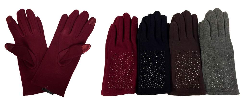 Wholesale Winter Touch GLOVES Rhinestone with Fleece Lining