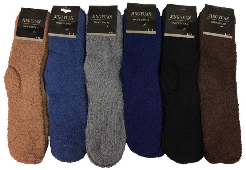 Wholesale Solid Color Men Fuzzy SOCKS Assorted Colors