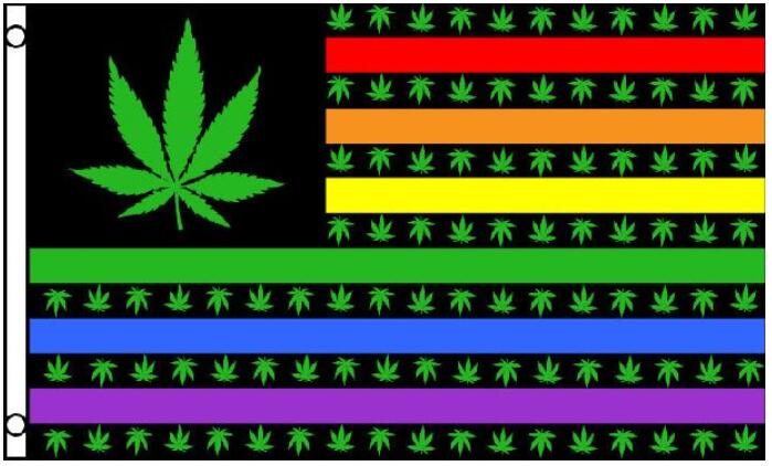Wholesale 3'x5' Rainbow Marijuana Leaf Pattern FLAG