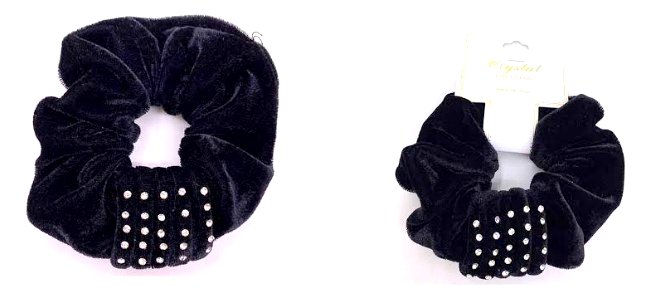 Wholesale black VELVET Rhinestone scrunchies