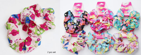 Wholesale Assorted Color FLOWER Print Scrunchies