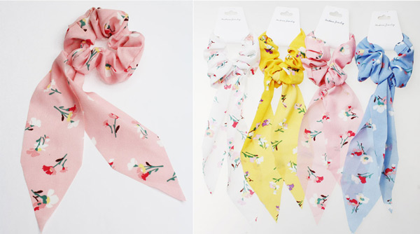 Wholesale Assorted Color FLOWER Print Scrunchies