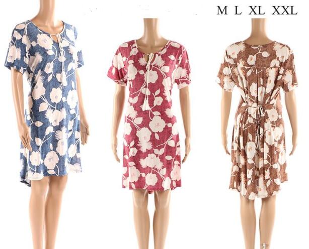 Wholesale Short Sleeve Floral TIE Front and back Dresses