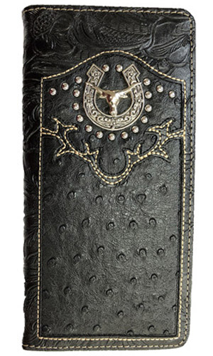 Wholesale Long Bifold Men Western WALLET Long Horn Horse Shoe