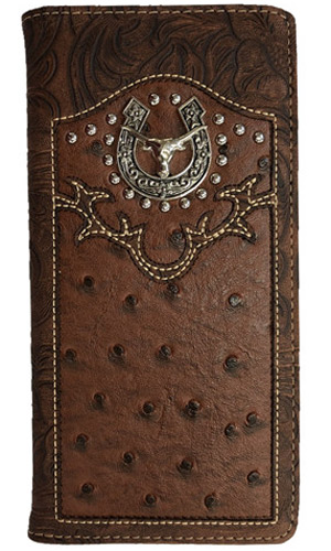 Wholesale Long Bifold Men Western WALLET Long Horn Horse Shoe