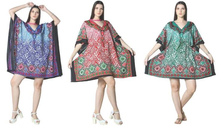 Wholesale Paisley Graphic SHORT Kaftan Tops Assorted