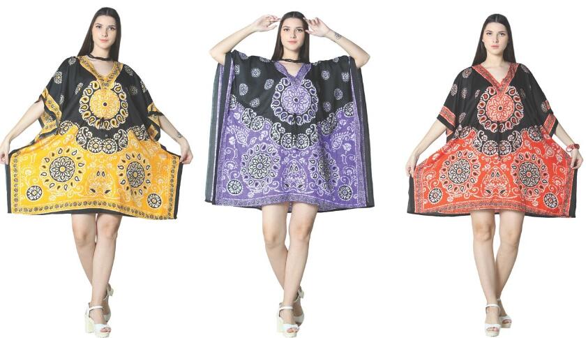 Wholeasle Black Top Paisley Graphic Short Kaftan Tops Assorted