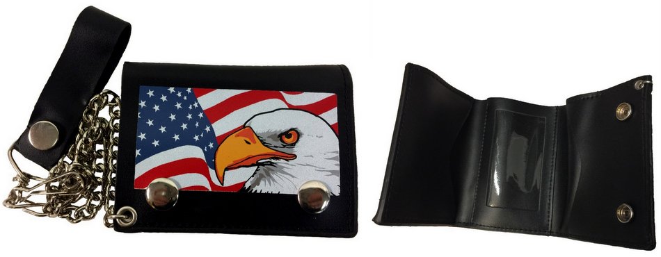 Wholesale Trifold WALLET USA Flag with Bald Eagle