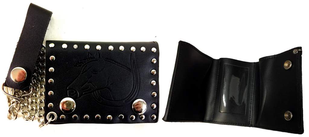 Wholesale Tri-fold leather WALLET with horse head