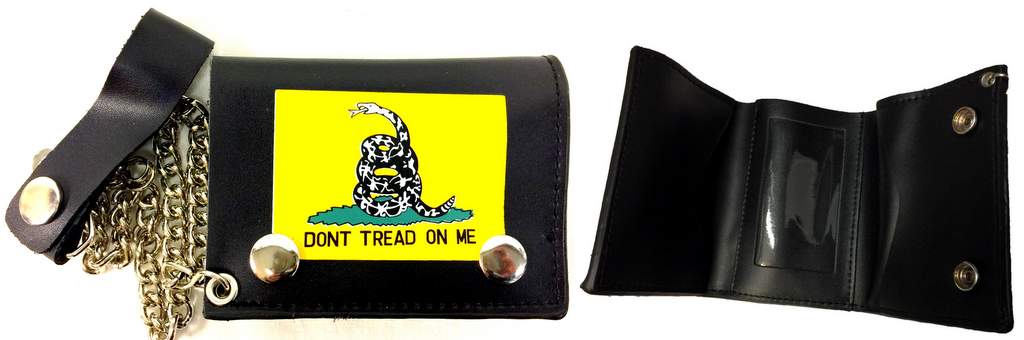 Wholesale Trifold Leather WALLET Don't Tread on Me Yellow Snake