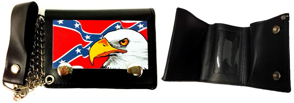 Wholesale Trifold WALLET Confederate Flag with Bald Eagle