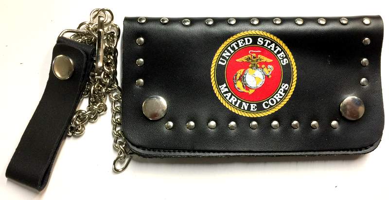 Wholesale 6.5'' Official LICENSED US Marines Biker Wallet