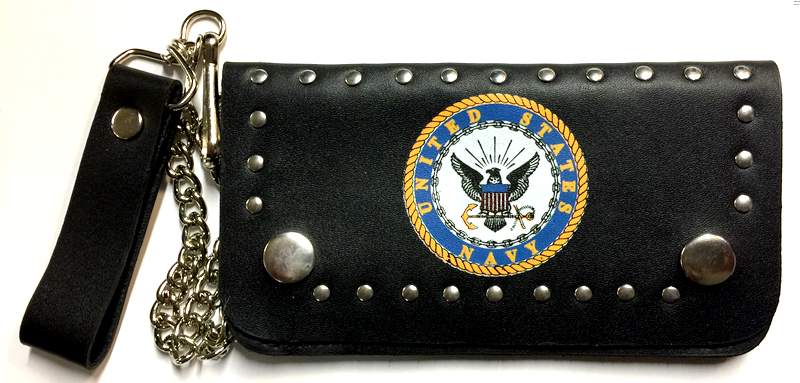 Wholesale 6.5inch Geniune Leather Biker Wallet LICENSED US NAVY