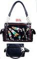 Wholesale Black Feathers and Arrow SATCHEL purse with gun pocket
