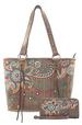 wholesale Montana West embroidered floral handbag COFFEE