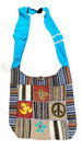 Patchwork peace sign handmade hobo bags with FLOWERS