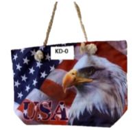USA American Flag Bald Eagle - Beach Tote Bag With Handles