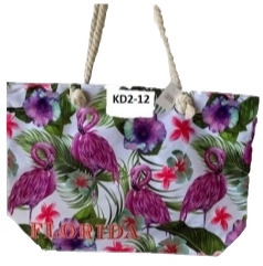 Florida Palm Tree & Flamingo - Beach TOTE BAG With Rope Handles