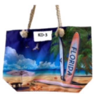 Florida SURFBOARD - Beach Tote Bag With Rope Handles