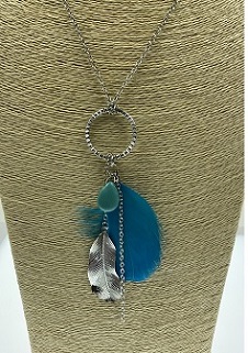 Leaf With Turquoise Stone  NECKLACE