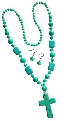 Turquoise Cross Necklace & EARRING Set