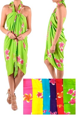 Solid Color Back Ground Plumeria Flower Beach SARONG