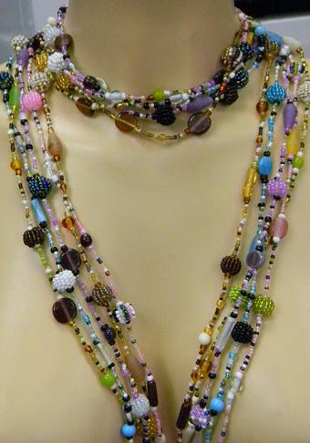 60'' Antic GLASS BEADS Necklace