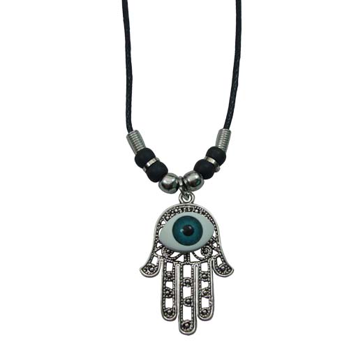 Hamsa Pendant BLACK Cord Necklace