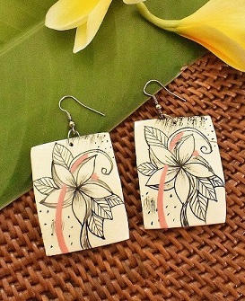 Tiare Flower Hand Made  Coconut Shell Earrings
