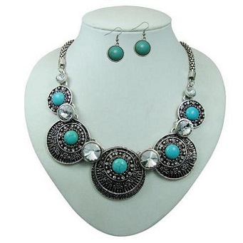 Turquoise Pendant Necklace & EARRING Set