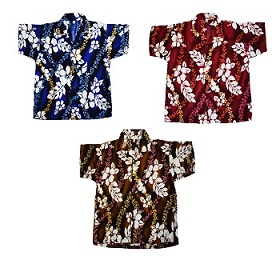 Hibiscus HAWAIIAN Aloha Boy's Shirt  ( M )