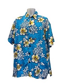 Classic Aloha Hibiscus FLOWERS Men's Shirt  ( M )