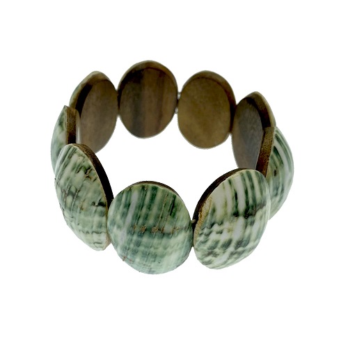 Green Sea Shell Wooden Bracelets