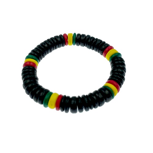 Black Rasta ELASTIC Coconut Bracelets