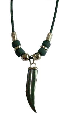 HEMATITE Horn Pendant  Necklace