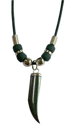 Hematite Horn PENDANT  Necklace