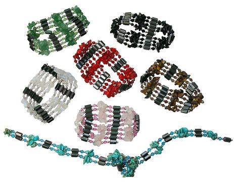 Stone, Crystal and  HEMATITE Magnet Bracelet & Necklace.
