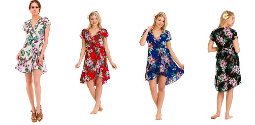 Women Wrap DRESS With Flower Motif