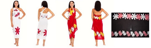 XL Hand Painted Tiare Flower SARONGs