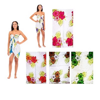 Hibiscus FLOWER White Back Ground Sarong