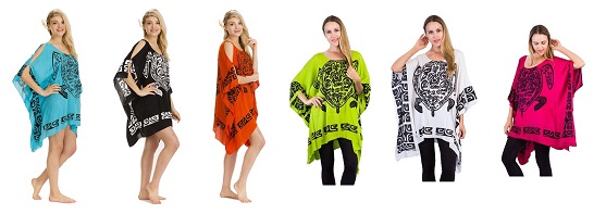 Turtle Motive Poncho DRESS With Shoulder Hole