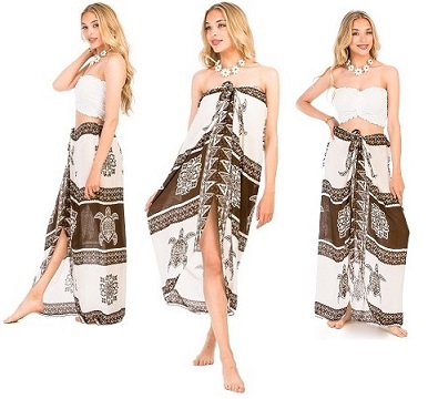 Turtle Pattern SARONG Dress-Brown