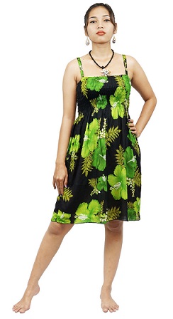 Hawaiian Flowers Palms Leaves Dress