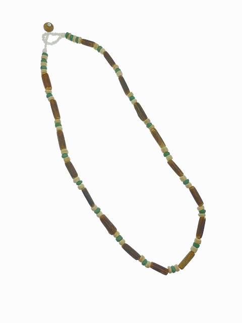 Green With Beige Colors Combination Coconut Necklace