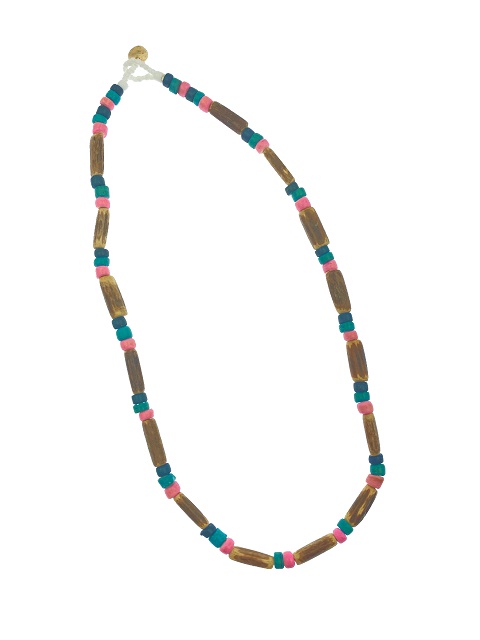 Blue, Turquoise and  Pink Colors Combination Coconut NECKLACE