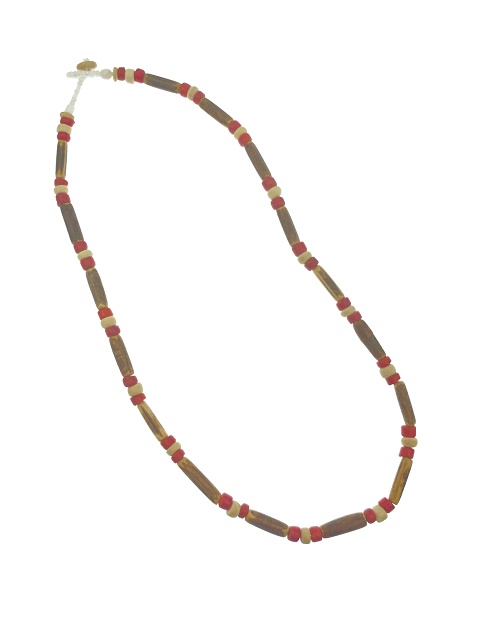 Red With Beige Colors Combination Coconut Necklace