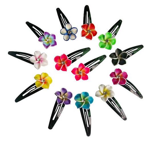 Crystal Fimo FLOWER Hair Clips