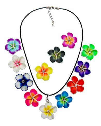 Crystal Fimo Flower NECKLACE